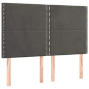 Vidaxl Vzglavje postelje temno sivo 144x5x118/128 cm žamet