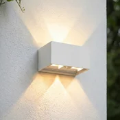 Lindby LED-zunanja stenska svetilka Nivar, kvadratna, bela, 20 cm, IP54 - Sodobni - Kovina