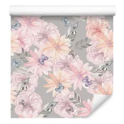 Tapeta z rožami v boho slogu za dnevno sobo in spalnico 50x1000 cm
