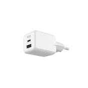 Ksix Gan ultrahiter zidni polnilec 20W PD & PPS, 1 x USB-C + 1 x USB-A, bel