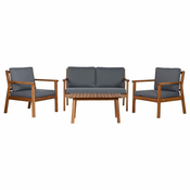 Set Stol i 3 Stolice Home ESPRIT Smeda Siva Drvo akacije 120 x 72 x 75 cm