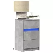 Vidaxl vidaXL Nočna omarica z LED, betonsko siva, material na osnovi lesa