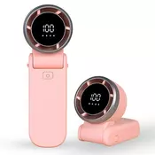 Mini ročni ventilator Techsuit A9 z LED prikazovalnikom, USB-C polnjenjem, 100 hitrostmi, 5000mAh - roza