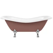 Casa Padrino Art Nouveau bathtub brown/white/silver 188 cm - Freestanding retro style bathtub