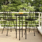 Greatstore Barski stolček 2 kosa črn 45x56x103,5 cm PE ratan in jeklo