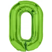 PartyPal Folija balon številka 0 ZERO zelen rojstni dan 100 cm