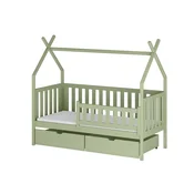 Drveni djecji krevet Simba s ladicom - olive - 200x90 cm - Madrac PE pjena 8 cm-spužvasti madrac