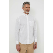 Pamučna košulja Gant za muškarce, boja: bijela, regular, s button-down ovratnikom
