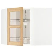 METOD Kotna viseča omarica+vrtl pc/stk vr, bela/Forsbacka hrast, 68x60 cm