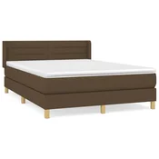 Greatstore Box spring postelja z vzmetnico temno rjava 140x200 cm blago