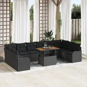 Sjedeca garnitura za vrt s jastukom 11 pcs Crna