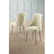 Hanah Home Set stolica Newa, 46x94x46 cm, 6 komada, Srebrno-krem boje