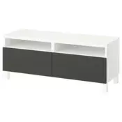 BESTA TV stalaža s fiokama, bela/Lappviken/Stubbarp tamnosiva, 120x42x48 cm