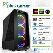 PCPLUS Gamer R5-5600X 32GB 500TB NVMe SSD RTX 4060 8GB OC DDR6 Windows 11 Home RGB gaming desktop
