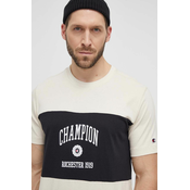Pamucna majica Champion za muškarce, boja: bež, s tiskom, 219853