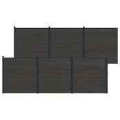Panel ograde 6 pcs WPC i aluminij Crna