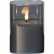 Siva LED voštana svijeca u Star Trading Flamme staklu, visina 12,5 cm