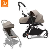 stokke yoyo3 otroški voziček 2v1 newborn pack 0+ taupe (white frame)