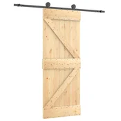 Vidaxl Drsna vrata Naravna in črna 70 x 210 cm Masiven borov les