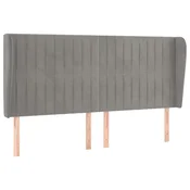Vidaxl Vzglavje z ušesi svetlo sivo 203x23x118/128 cm žamet