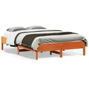 shumee vidaXL Posteljni okvir brez vzmetnice, voskano rjav 140x190 cm, masiven bor