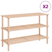 Vidaxl Stojalo za čevlje 3-nadstropno 2 kosa trden les jelke