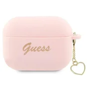 Guess Guess ovitek za Airpods Pro 2 Silicone Charm Heart, roza