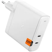 shumee 140W Spigen GaN 2x USB-C stenski polnilnik bele barve