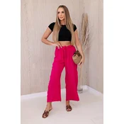 Fuchsia-coloured wide-waisted trousers
