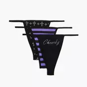 Cropp - Komplet 3 spodnjih hlačk s potiskom - črna