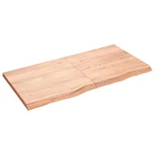 Vidaxl Stenska polica svetlo rjava 120x60x(2-4) cm trdna hrastovina