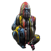 Casa Padrino luxury decorative sculpture gorilla monkey black/multicolored H. 110 cm - Weatherproof garden decoration figure - Decorative animal figure - Luxury Garden decoration