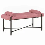 Vidaxl Klubska klop z gumbi in vzglavniki Roza 110 x 40 x 46 cm Žamet