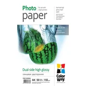 Fotopapir COLORWAY/ obojestranski/ visok sijaj 155 g/m2, A4/ 50 kosov