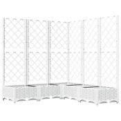 Vidaxl Cvetlično korito z oporno mrežo belo 120x120x121,5 cm PP