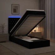 vidaXL Otomanska postelja z vzmetnico in LED Črna 80 x 200 cm Žamet