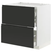 METOD / MAXIMERA Pod.elem.grej.ploca/2front/3fiok, bela/Upplöv boja antracita, mat, 80x60 cm