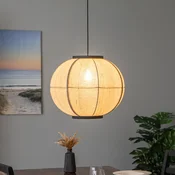 Obesek Lindby Aurinil, barva lesa, platno, O 48cm, E27 - Dnevna soba/jedilnica - Podeželska hiša/Rustikalna - svetel les, črna barva - Tkanine/tekstil