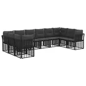 Set vanjskih sofa Crna i tamno siva Poliester