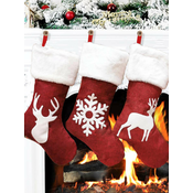 Decoration  Christmas  gift bag socks MARRY red ( 3 pieces in the pack)