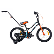shumee Otroško kolo 16 palcev za fantka, krmilo, stranska kolesa, zvonec, Tiger Bike, črno, oranžno, Sun Baby