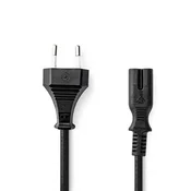 Nedis Napajalni kabel Euro moški IEC 320 C7 Naravnost Naravnost Ponikljano 2 00 m Stanovanje PVC Črna Oznaka