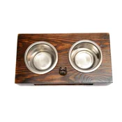 shumee Zahodnovišavski beli terier, westie I - leseno stojalo s pasjimi posodicami, jeklene pasje posodice, darilo za posvojitev psa znamke Art-Dog