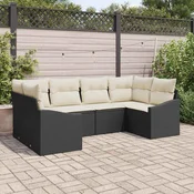 Sjedeća garnitura za vrt 6 kom. Crna i Krema poliratan 234 x 123.5 x 69 cm