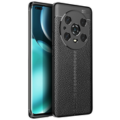 Elegantna gel maska Elite Guard s teksturom kože i zaštitom rubova za Honor Magic 4 Pro - obsidian black