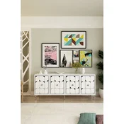 Hanah Home komoda Moka 180, 180 cm, bela / srebrna