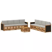 Setovi sofa s jastukom 9 pcs Cvrsto drvo akacije