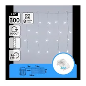 Aigostar -LED Spoljašnje božicne lampice 300xLED/8 funkcija 3xAA 18x0,4m IP44 hladno bela