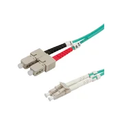 Value Fibre Optic Jumper Cable, 50/125µm, LC/SC, OM3, turquoise 10 m fibre optic cable