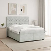 vidaXL Postelja boxspring z vzmetnico Svetlo siva 180 x 200 cm Žamet